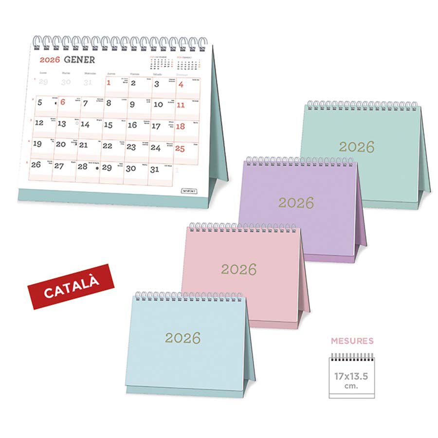 Calendari sobretaula Senfort 17X13,5 Pastel assortit catal&agrave;
