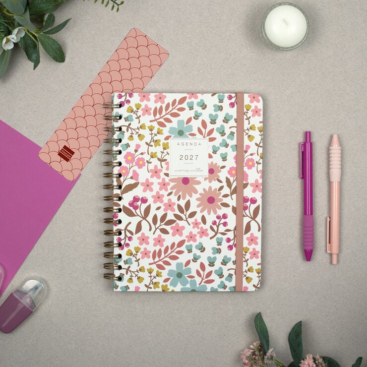 Agenda Finocam Moniquilla Semana Vista Horizontal 2027 Catal&aacute;n Rosa