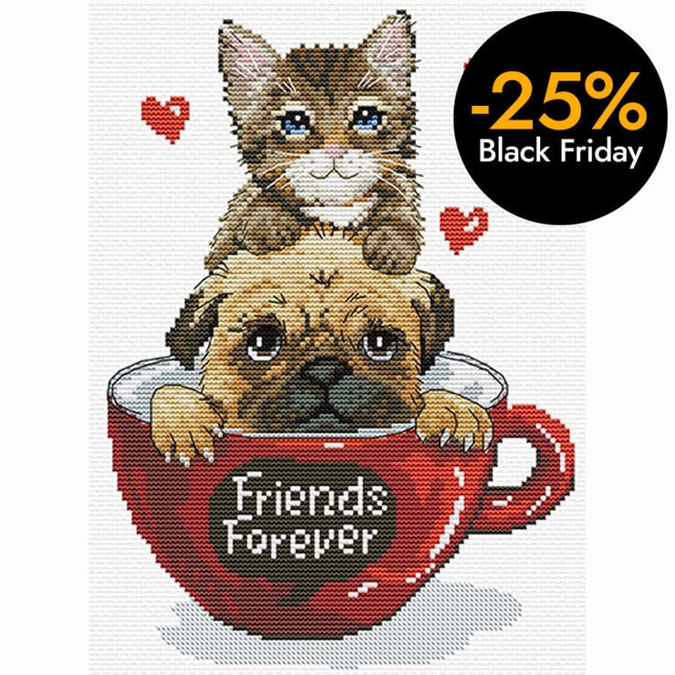 Kit Punt de creu Ladybird Gat i Gos