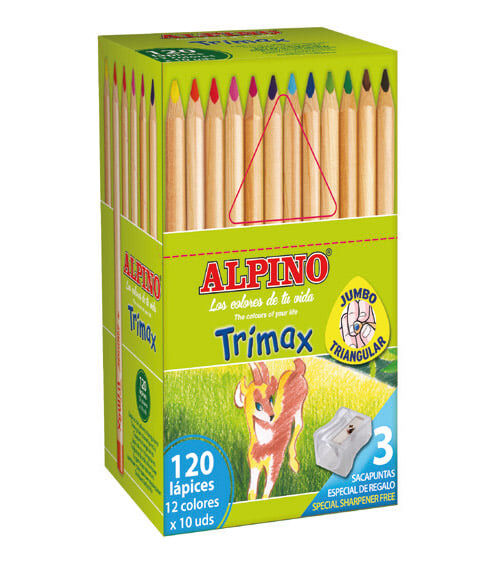 L&aacute;pices de colores Alpino Trimax Jumbo caja escolar 120u