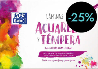 Làmines aquarel·la/tèmpera Oxford A4 300g 6 fulls