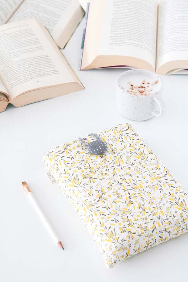 Funda de Libro Drapets Flores Mimosa interior gris