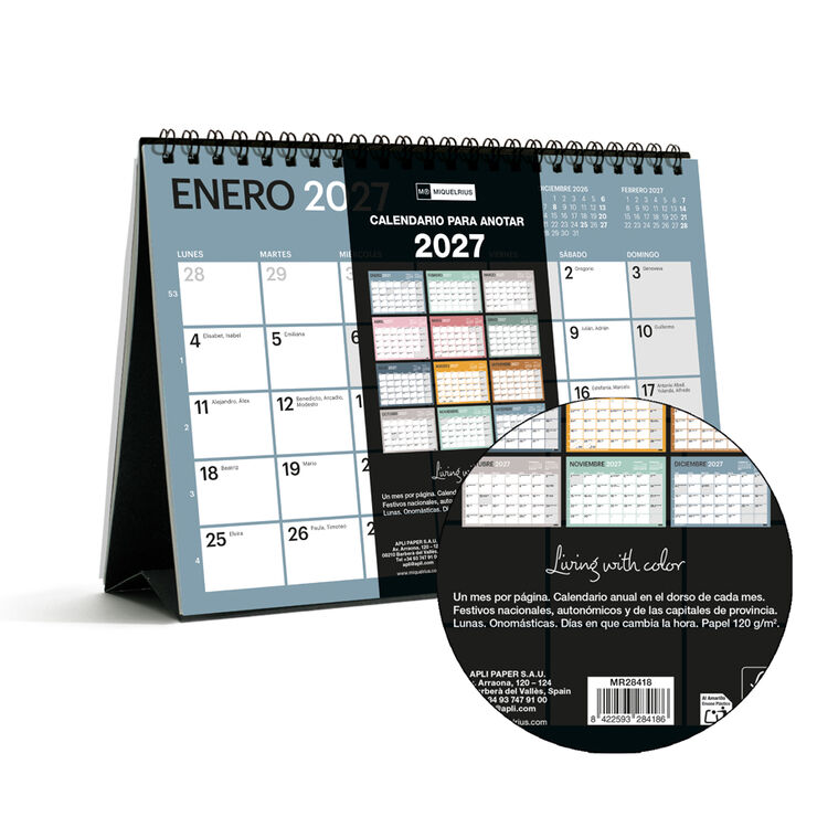 Calendario Miquelrius Mesa A5 Castellano 2027 Chromat