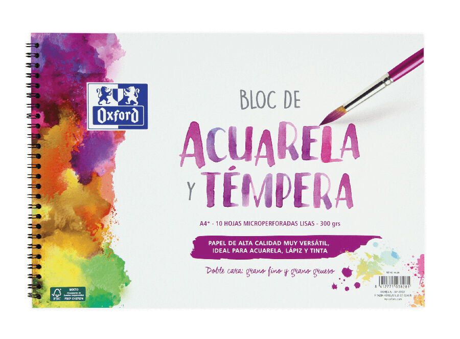 Bloc aquarel&middot;la Oxford A4 300g 10 fulls