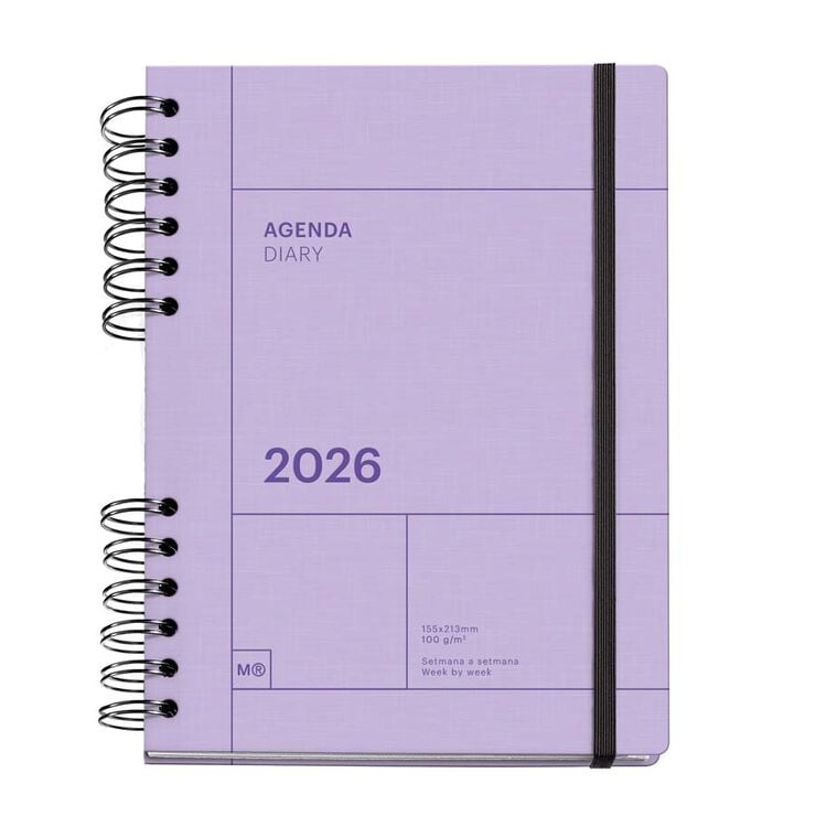 Agenda Miquelrius Plus W-O sem/vista catalán 2026 Basic malva