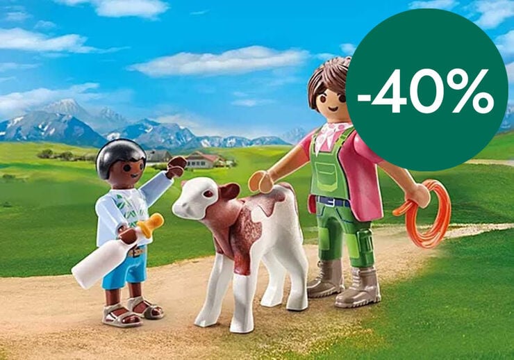 Playmobil Duo Pack Granjera con Ternero 71803