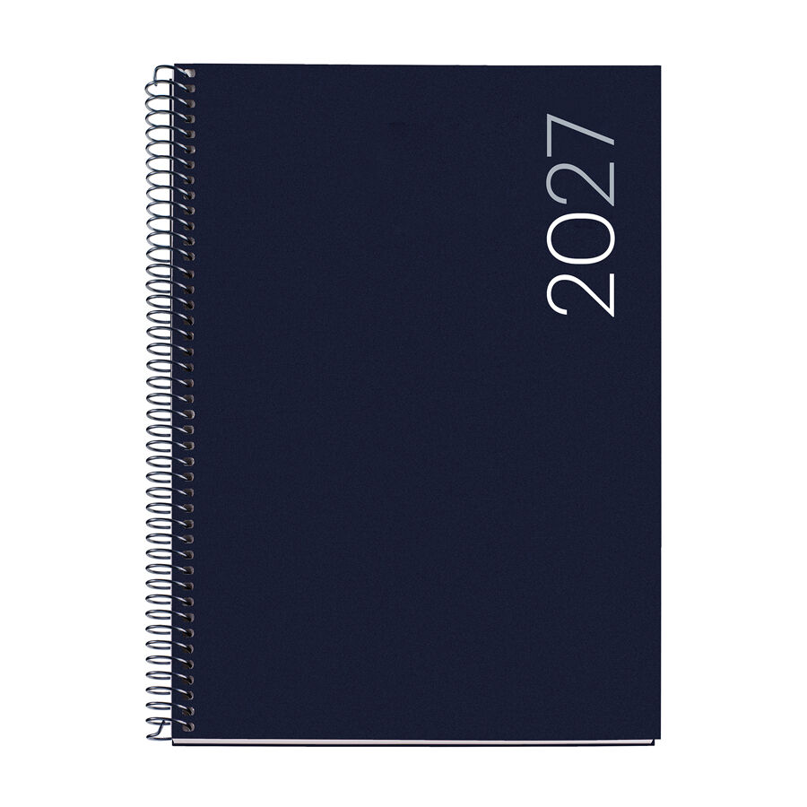 Agenda Miquelrius Espiral Plus Semana Vista Multiling&uuml;e 2027 Azul Marino