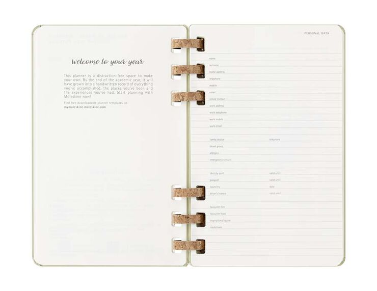 Agenda escolar espiral moleske tapa dura sem/vista L 2025-26 kiwi