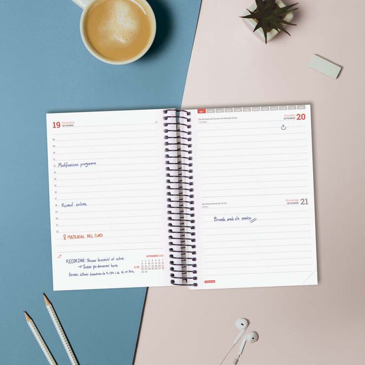 Agenda Finocam escolar espiral E8 dia/pàg cat 2025-26 blau