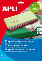 Etiqueta Apli Inkjet Transparent 63,5x38mm 10 hojas