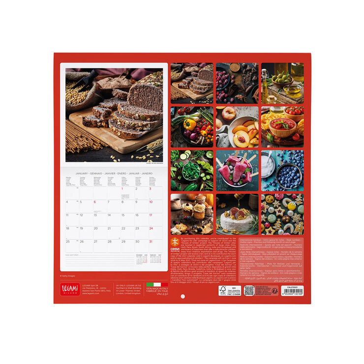 Calendario Legami 30x29 Pared Kitchen Multiling&uuml;e 2027
