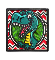 Art en fusta dinosaure