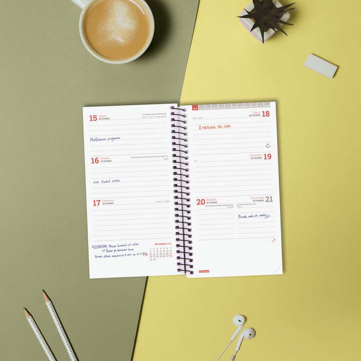 Agenda Finocam escolar espiral E9 sem/vista cat 2025-26 negro