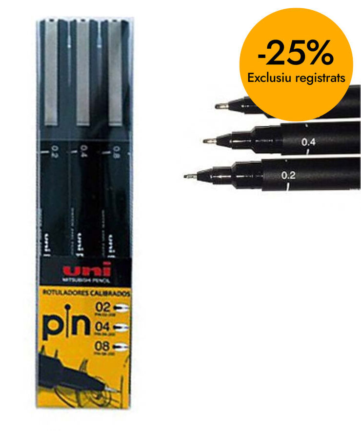 Rotuladores calibrados Uni Pin 02-04-08 mm