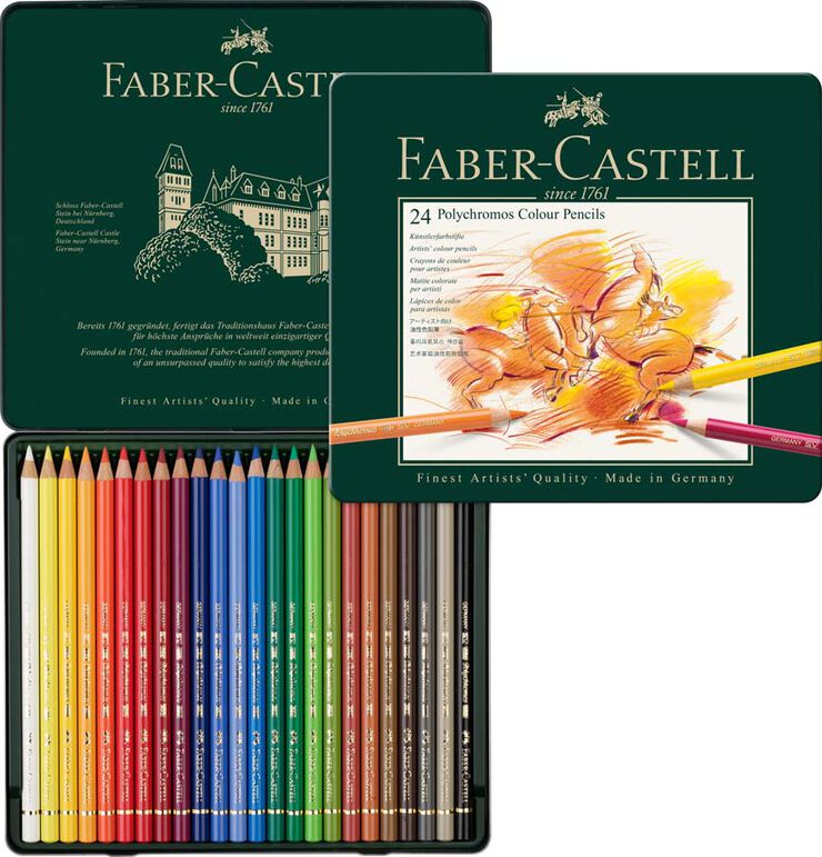 Lápices Faber-Castell Polycrhomos caja metal 24 colores