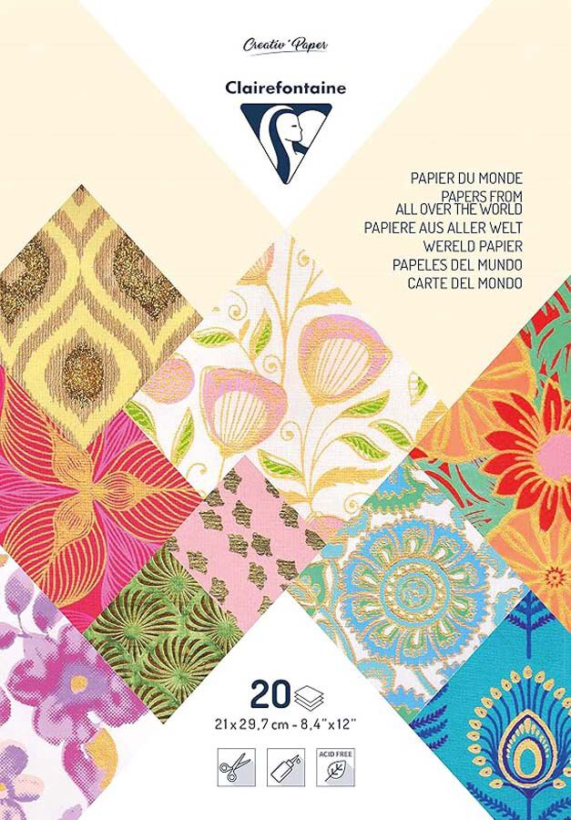 Papeles del mundo Clairefontaine surtido 20 hojas