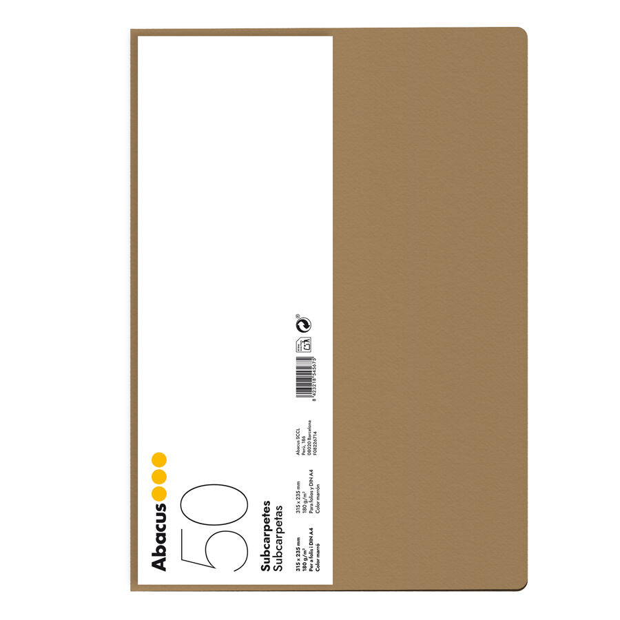Subcarpeta Abacus A4 180g kraft 50u