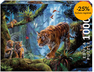 Puzle 1000 piezas tigres en el arbol