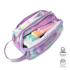 Estuche Totto 3 Cremalleras Corazones Lila