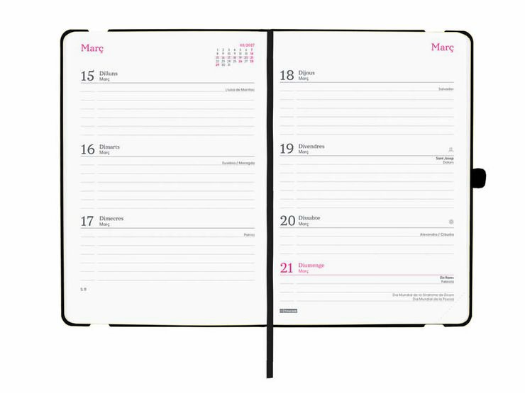 Agenda Finocam 16M Capri F4 Sem/Vista Catal&aacute;n 2026-27 Negro