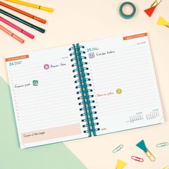 Agenda Finocam escolar Cosmo 1/4  día/pág cat 2025-26 iris