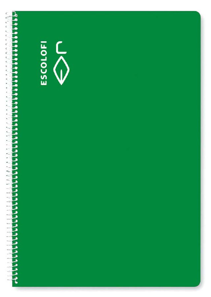 Llibreta espiral Escolofi A5 50 fulls Montessori pauta 3,5 amb marge verd