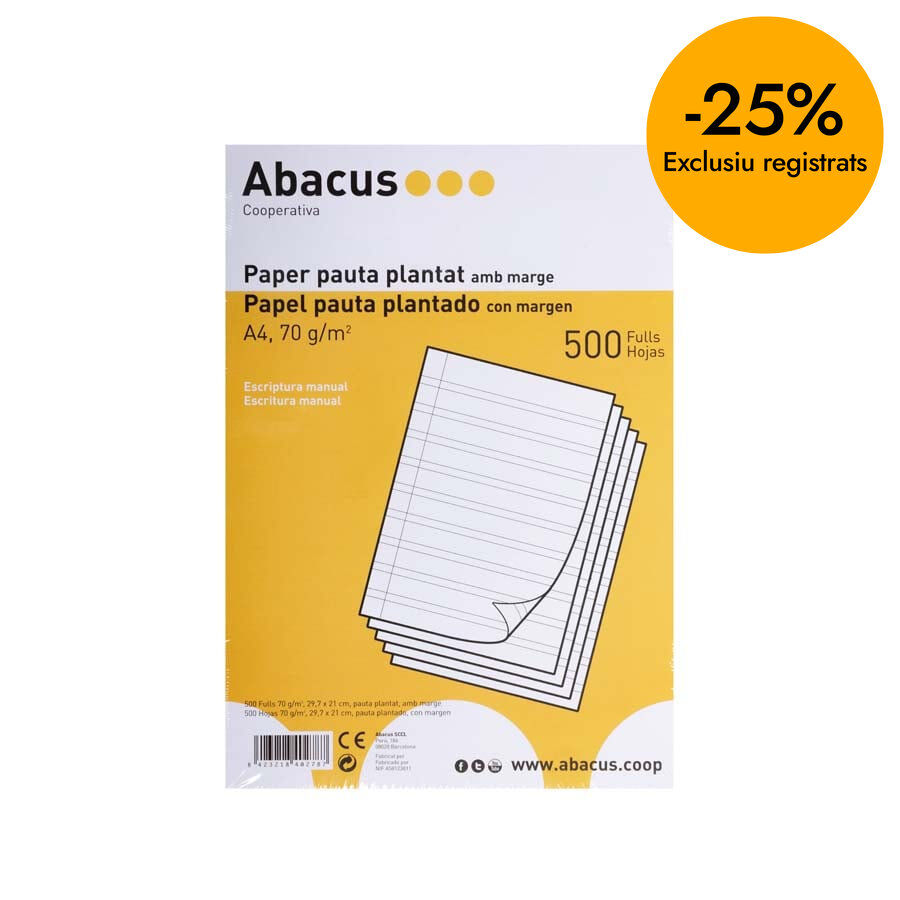 Papel impreso Abacus A4 pauta plantada 500 hojas