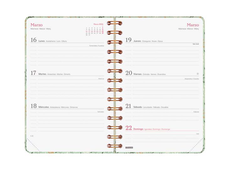 Agenda Finocam You E5 sem/vista horizontal cas 2026 Trigo