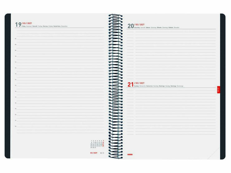 Agenda Finocam 16M Ikon E40 D&iacute;a/P&aacute;gina Multiling&uuml;e 2026-27 Negro