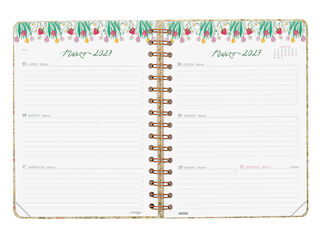 Agenda Finocam Marta BGE Semana Vista Horizontal 2027 Castellano Rosa