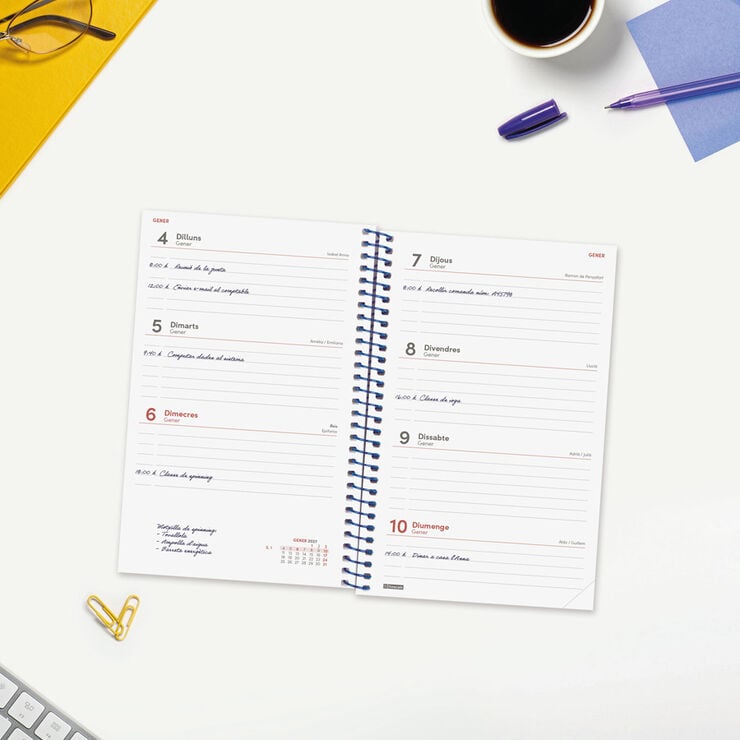 Agenda Finocam Year Setmana Vista Horitzontal 2027 Catal&agrave; Blau