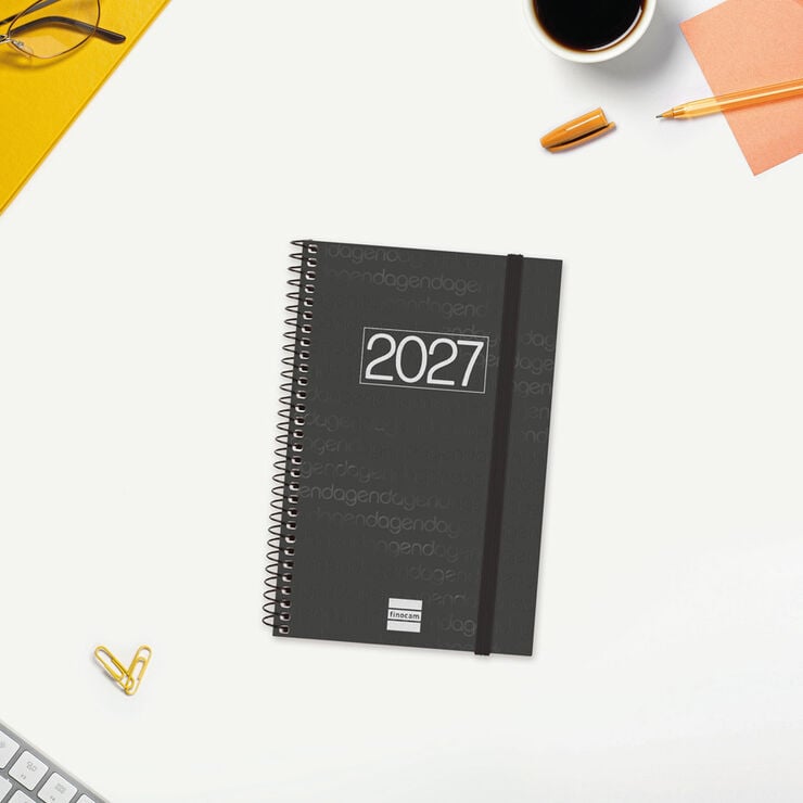 Agenda Finocam Year Semana Vista Horizontal 2027 Catal&aacute;n Negro
