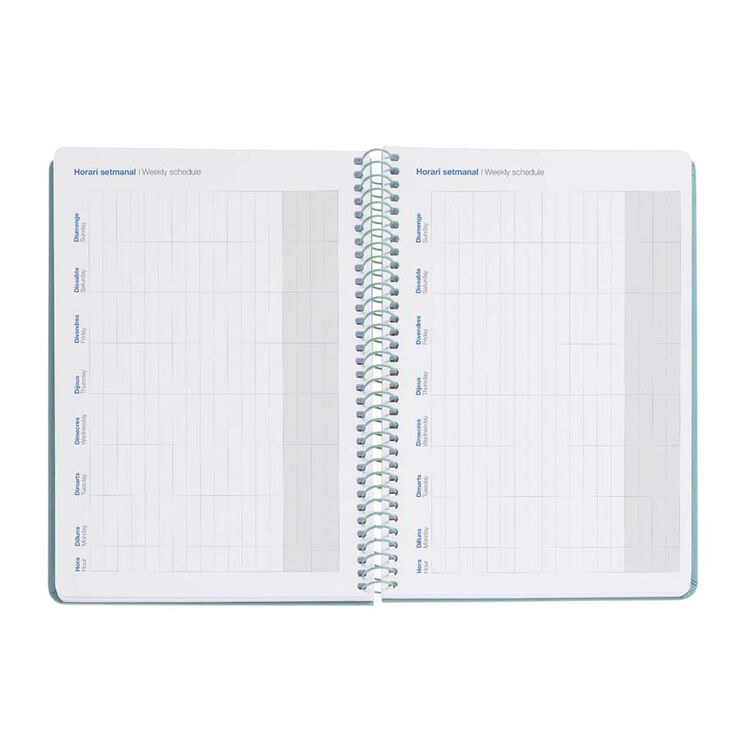 Agenda Escolar Miquel Rius Espiral Plus set/vista catal&agrave; 2026-2027 Basic verd