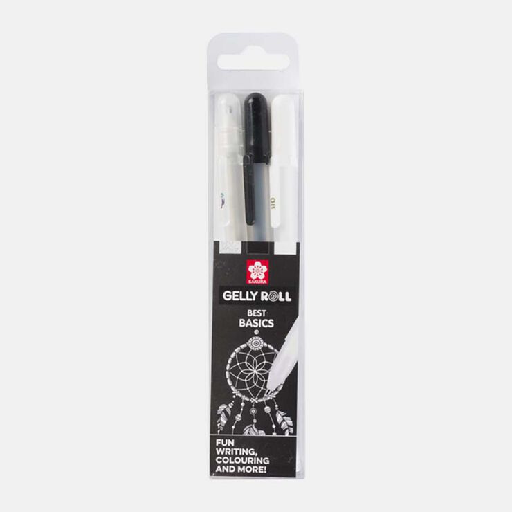 Retoladors Sakura Gelly Roll blanc/negre/transparent 3 colors
