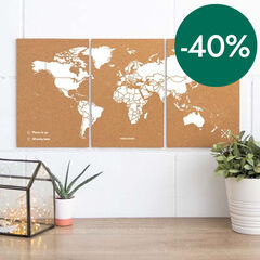 Puzzle Mapamundi corcho Miss Wood 60x30 blanco