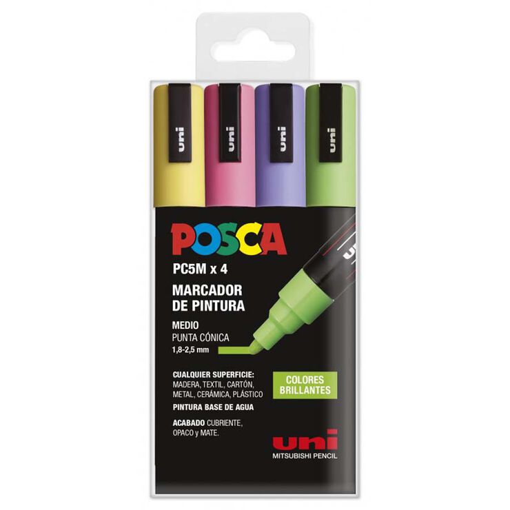 Marcadores Posca PC-5M brillantes 4 colores