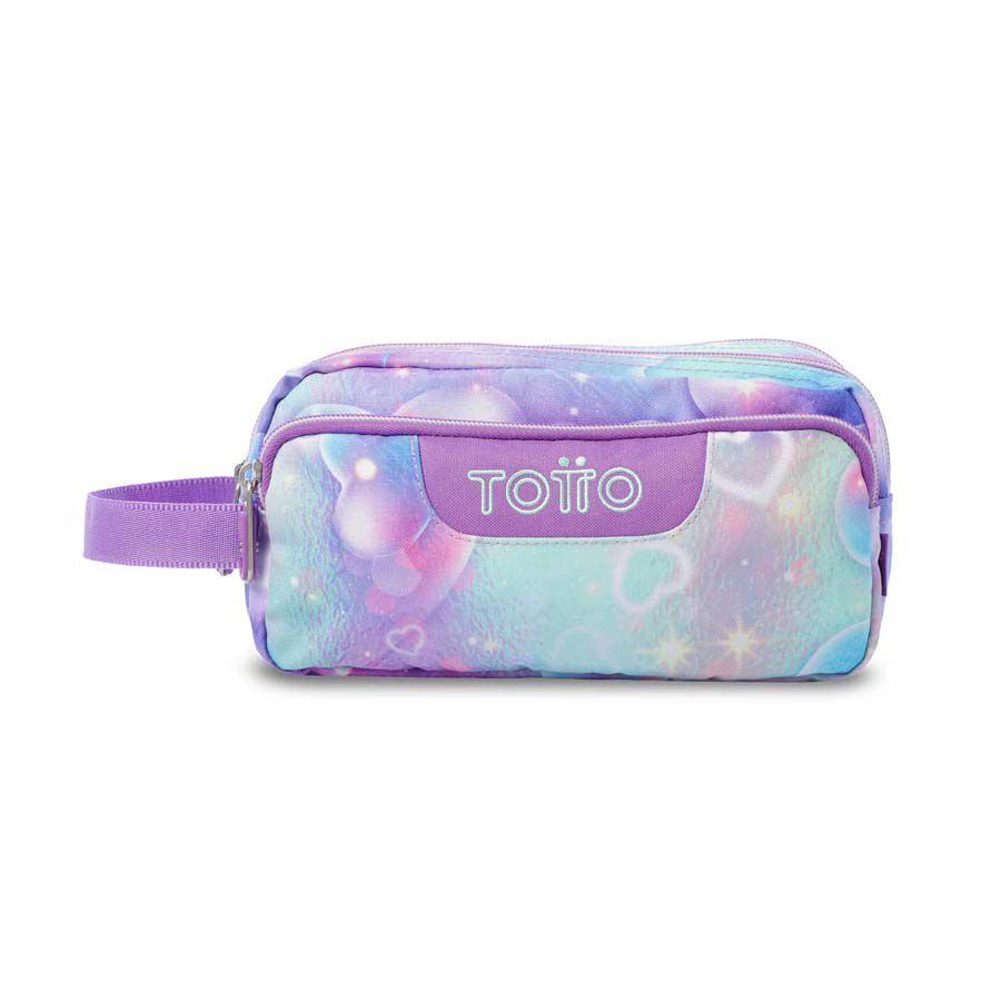 Estuche Totto 3 Cremalleras Corazones Lila