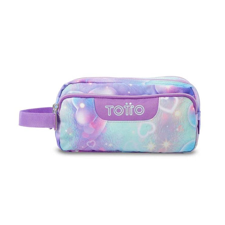 Estuche Totto 3 Cremalleras Corazones Lila