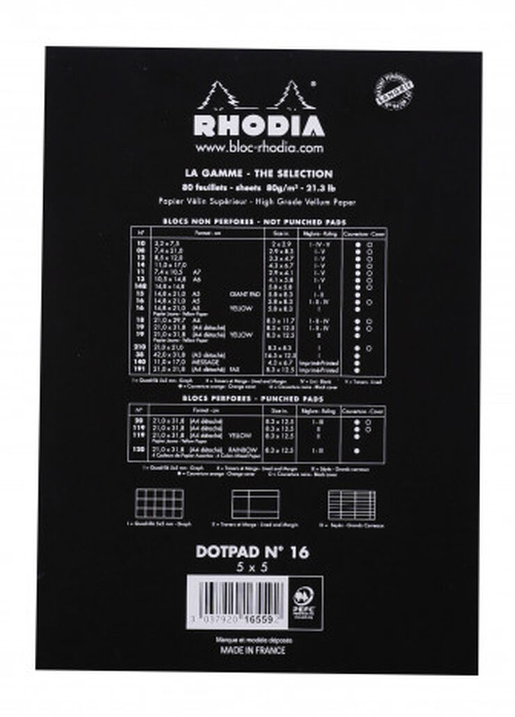 Bloc Rhodia Dots A5 80 hojas Negro