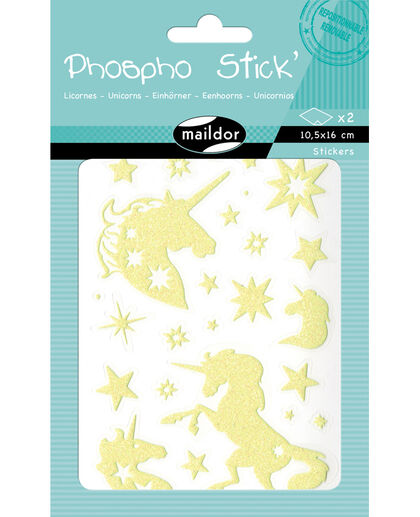 Gomets Maildor Phospho'Stick unicornios 2 hojas