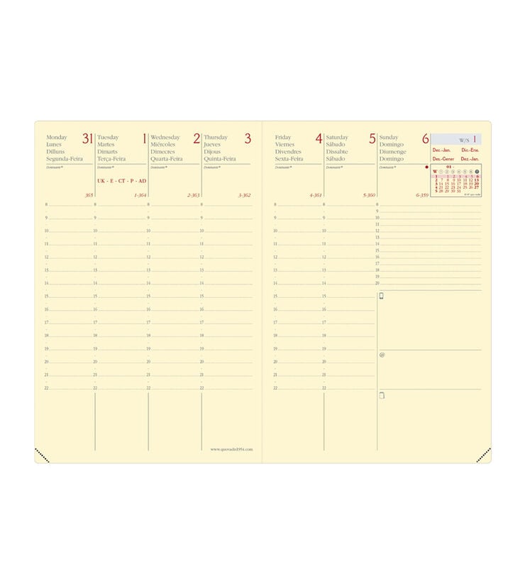 Agenda Quo Vadis 13M Affaires 10x15 cm Semana Vista Multiling&uuml;e 2027 Camel