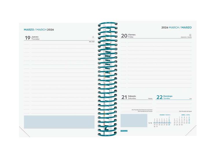 Agenda Finocam escolar Diva 1/8 día/pág cas 2025-26 colors