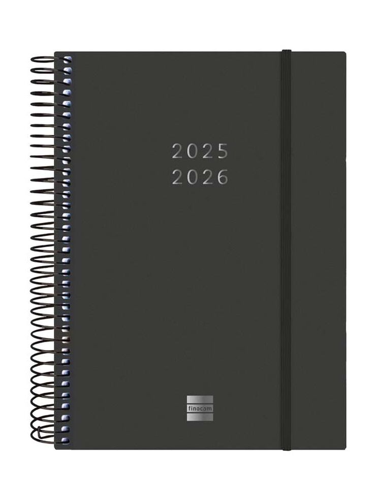 Agenda Finocam espiral 18 mesos E10 2dia/pàg mult 2025-26 negre