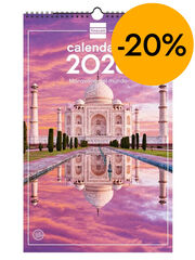 Calendario pared Finocam espiral 25x40 2026 Maravillas Del Mundo castellano