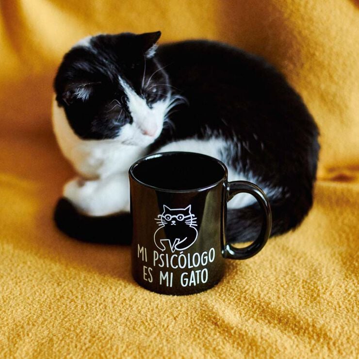 Taza ''Mi psicólogo es mi gato''