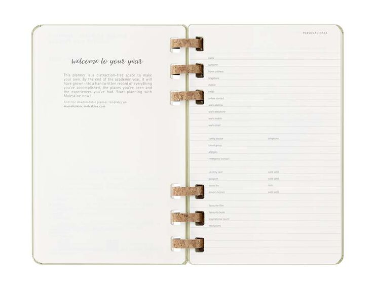 Agenda espiral Moleskine Life Planner 12m sem/vista 2025 L kiwi