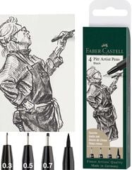 Rotuladores Fineliner Faber-Castell Pitt negro 4u