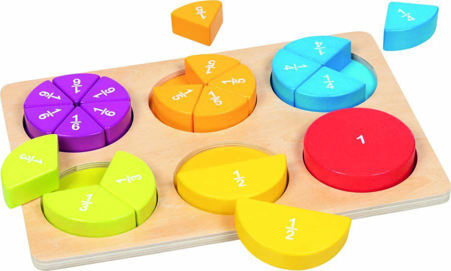 Juegos de fracciones de madera