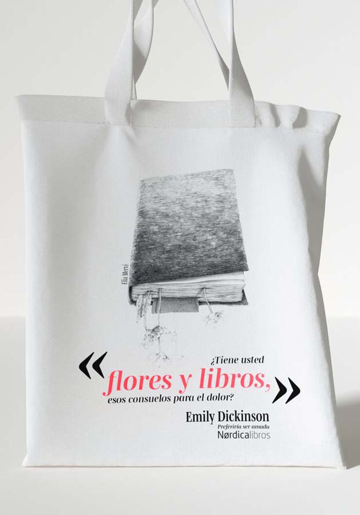 Bolsa flores y libros