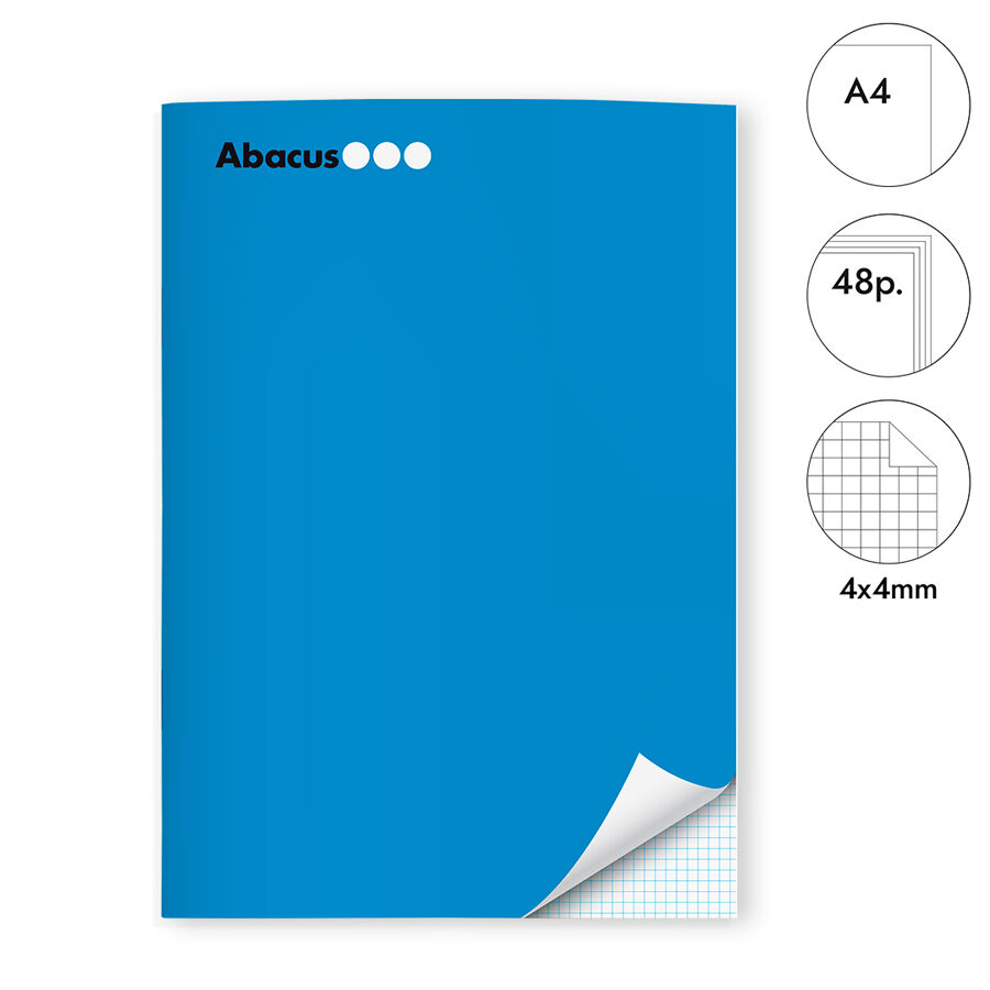 Libreta grapada Abacus A4 48 hojas 4x4mm azul